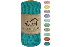Uiopa Corda Macrame 3mm x 100m, Macramè Filo Natural Cotone, Spago Colorato Corda per Macrame per Uncinetto, Arazzo da Parete, Appendiabiti per Piante, Decorazione di Natale Festa (Blu pavone)