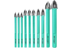 LEKOMESH Masonry Concrete Drill Bits - 10pcs 5 * 3/6 * 3/8 * 2/10/12mm Carbide Drill Bits Tip for Wood, Plastic, Masonry, Ceramic Tile, Concrete, Marble, Triangle Shank