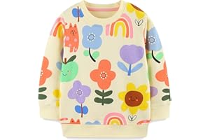 LANGUBABY Mädchen Sweatshirt für Kinder Weihnachten Cartoon Pullover Baumwolle Langarm Top Größe 92-122, 1-7 Jahre