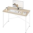 WOLTU Computer Desk Light Oak+White Office Desk Workstation Sleek Design Study Writing Desk Computer PC Laptop Table Workstation Dining Gaming Table for Home Office TSB08hei