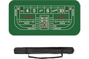 YUZPKRSI Profi Pokermatte 180 x 90cm, Texas Hold'em Pokerteppiche, Deluxe Poker Tischunterlage, Pokertischauflage Craps Matte, inkl Tragetasche für echtes Casino-Feeling (Grün Craps-180x90cm)