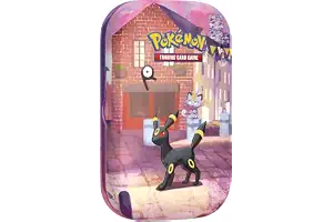 Pokémon: Minilata Celebración 30.º Aniversario: Umbreon de JCC Pokémon (1 Pegatina, 1 Tarjeta ilustrada y 2 Sobres de Mejora)
