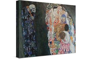 PICANOVA – Gustav Klimt Death And Life 40x30cm – Quadro su Tela – Stampa Incorniciata con Spessore di 2cm Altre Dimensioni Disponibili Decorazione Moderna