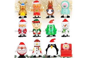 AOMANTIC SARL 12 Stück Weihnachten Aufziehspielzeug, Weihnachten Uhrwerk Spielzeug, Aufziehfigur Weihnachten, Weihnachtsmann Figur Uhrwerk Spielzeug, Kinder Aufziehspielzeug für Party Mitgebsel Weihnachten