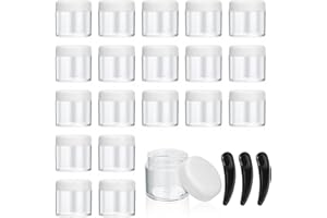 HAOCHEN Przezroczyste doniczki na próbki, 40 ml, plastikowe pojemniki na kosmetyki do wielokrotnego napełniania z zakręcanymi pokrywkami, puste podróżne pojemniki do przechowywania makijażu z 3 mini