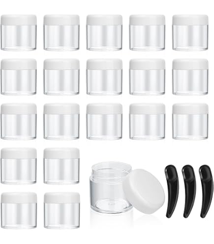 Barattoli per campioni di cosmetici Contenitore di bellezza per artigianato in plastica Balsamo per labbra Ombretto Pot 5 Grammi Coperchio bianco (25 barattoli) / 5033-25 - Italia