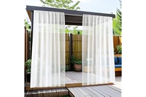 Utomhusgardin väderbeständig, transparenta utomhusgardiner med öljetter, 2 stycken gardiner vattentät ( B132 x H213 cm ), bal