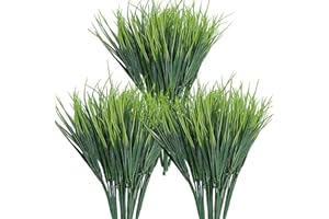 Kingrun 15 Plantas Artificiales de plástico para Exteriores, Hierba de Trigo, arbustos Verdes, Resistentes a los Rayos UV, Plantas de Exterior, Artificiales, hogar, jardín (Hierbas)