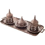 MisterCopper, Kaffeeservice, Espresso, türkisch, griechisch, arabisch, Premium, für 2 Tassen, Untertassen, Deckel, Tablett, Z