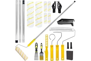 TEL CHARME * Set di 18 rulli per pittura con asta di estensione, kit di decorazione per la casa, rulli e vassoio con pennelli, set di rulli per dipingere pareti, soffitti, porte