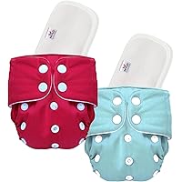 Mylo Essentials 100% Cloth Diapers for Babies (0 - 2 Years), Reusable, Washable & Adjustable Nappies Snap Buttons and Wet-Free Insert Pads (Multicolor (Pack of 2)