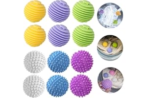 SAMSYOKI Pack of 12 Washing Balls for Washing Machine, Reusable Dryer Balls for Tumble Dryers Dryer Balls Laundry Balls Rubber Laundry Balls Washing Balls to Reduce Wrinkles and Clamps