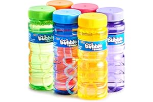 JOYIN 6 pcs Bubble Bottles (4oz/118ml Bubbles Solution), Bubbles Party Favors for Kids, Bubbles Wand Bulk, Assorted Colors Large Bubble Kit, Toddler Summer Outside Toys Gift for Kids