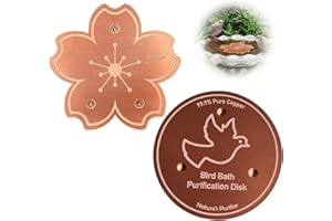 KIKAWORD Bird Bath Copper Disk, 2Pcs Bird Bath Purification Copper Disk, 10x10x0.1cm Natural Water Cleaner with Stable Triple-Point Design for Physical Safe Clean Water, Outdoor Birdbaths, Bowl