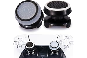 Playrealm FPS Thumbstick Extender & Printing Rubber Silicone Grip Cover 2 Sets for PS5 Dualsenese & PS4 Controller (Black+Clear)