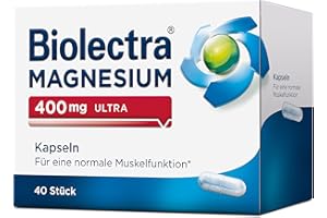 Biolectra Magnesium 400 mg Ultra Kapseln 40 Stück: Für eine normale Muskelfunktion bei erhöhtem Bedarf, Magnesium-Kapseln, hochdosiert