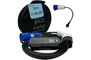 evplug/Chargeur EV Portable Voiture Electrique (Type 2 | 5m | + Adaptateur P17, 7,4kW | 32A)