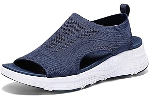 ziitop Sandals Womens Summer Washable Slingback Orthopedic Slide Sport Ladies Walking Sandals Womens With Arch Support Wedge Platform Walking Shoes Casual Thick Bottom Comfy Beach Shoes