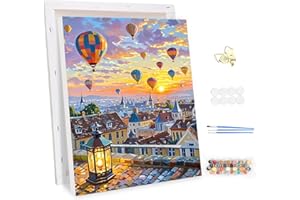 MEIYUDA Dipingere con i Numeri Adulti con Telaio Mongolfiera, fai da te Paint by Numbers Quadri da Dipingere Numerat, Pittura a Olio Kit, Pittura Adulti Decora la Casa Regalo 30x40cm