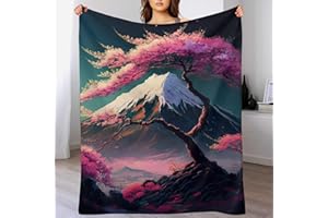 PAZZK Japanische Kirschblüten Dick Decke Weich Wärme Gemütlich Flannel-Fleece Sofadecke Deckeldecke 3D Bilder Wohndecke Für Bett/Sofa（140×180cm）