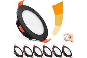 ‎BOYIR BOYIR LED Einbaustrahler Schwarz 230V Flach Dimmbar 5W 500lm LED Spots IP44 Bad Einbauleuchten Deckenspots Deckenstrahler, Warmweiß Neutralweiß Kaltweiß Einbauspots für Badezimmer Wohnzimmer, 6er Set