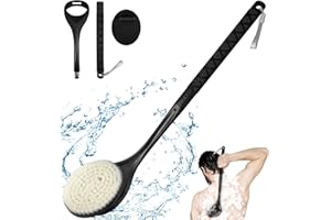 BTIDEAS Back Scrubber Anti Slip for Shower, Detachable Back Bath Brush for Shower, Back Scrubber, Exfoliation and Improved Skin Health for Elderly with Limited Arm Movement, Disabled (Black)