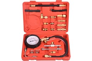 DHA Fuel Injection Pump Injector Pressure Tester Kit 0-140PSI for Car Truck Motorcycle, Schrader Fuel Rail Pressure Gauge Diesel Petrol Engine Diagnostic Tool