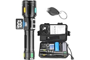 Chasinglee Torcia LED Ricaricabile 500000 lumen, Torcia LED Potente Tattica Ad Alto Lumen, Torcia Ad Alta Potenza, Super Luminosa, Ricaricabile Type-C, Per il Campeggio e l'escursionismo