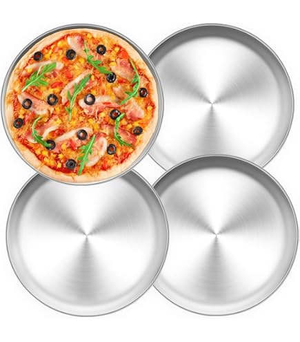 Set 4 Teglie Per Pizza Kinghoff KH-1553 Con Supporto - 32 Cm, Antiaderenti E Forate