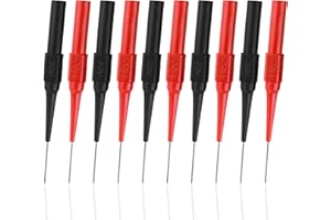 Jeffdad sondas de prueba para multímetro, 10 piezas 0.7mm sonda de prueba multímetro sonda de prueba aislamiento perforación aguja banana plug cable sonda desmontable (rojo+negro)