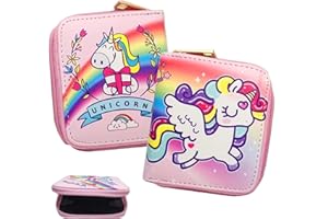 LUKIUP Porte-Monnaie pour Enfant, Mini Portefeuille, Porte-Monnaie pour Fille, Triple Pliage, avec Fermeture Velcro, Cordon de Serrage, Compartiment à Billets et Compartiment à Monnaie et fenêtre de