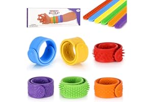 ZIPPICKS 6 Piezas Pulseras de Chupito Fidget Toys, Juguetes Pulsera de Silicona Calmantes para El Estré, Juguetes Sensoriales Autismo, Tacto, Estiramiento, Alivio del Estrés, Atención Dirigida