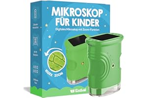 Edubini Digitales Mikroskop für Kinder [1000-fache Vergrößerung] - Tragbares Taschenmikroskop für Garten, Wald & Experimente - Kindermikroskop Spielzeug mit digitalem HD-Bildschirm [inkl Fotofunktion]