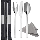 WMF My2Go - 8 Piece Cromargan Stainless Steel Cutlery Set for Camping, Picnic, Compact, Includes Straw and Cleaning Brush