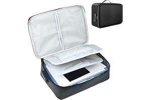 YIWONFU Bolsa de documentos ignífuga, impermeable, 38 x 28 x 10 cm, 4 capas, gran capacidad, ignífuga, con cerradura, caja de almacenamiento segura para pasaportes, certificados, documentos legales, objetos