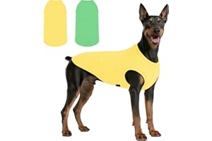 Kickred 2 Pack Summer Dog Shirts, Quick-Drying Breathable Dog Clothes, Pet Sleeveless Vest, Lightweight Stretchy Tank Top, T-shirts for Large Medium Dogs (Grass Green + Lemon Yellow, M)