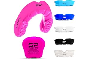 SialPro Mouth Guards for Boxing Men Adult Youth Junior Mouldable Rughby Sports Slim Fit Boil and Bite Gum Shield with Box MMA Hockey Basketball Muay Thai Football (Junior (<11 Years), Pink)