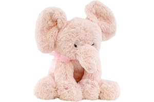 THE MAGIC TOY SHOP 11" Plush Super Soft Elephant Teddy Bear Cuddling Baby Gift Toy with Ribbon (Pink Elephant)