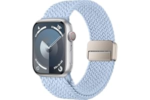 HITZEE Kompatibel mit Apple Watch Armband 49/46/45/44/42/41/40/38mm, Geflochten Band mit Magnetisch Schließe Entworfen für Apple Watch Ultra 2 Serie 10 9 8 7 SE 6 5 4 (38/40/41/42, Hellblau)
