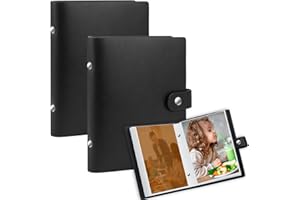 RUIBYTREE 2 Pacchetti di Album Fotografici Mini 10X15 CM, con Copertina in Pelle, Verticale Tascabile con Tasche - Ospita 52 Foto 4x6 inch. Adatto per Famiglie, Anniversari, Bimbi e Vacanze (Nero)