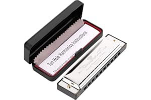 Anwenk Harmonica Key of C 10 Hole 20 Tone Diatonic Harmonica C with Case for Beginner,Students, Kids Gift (Silver)