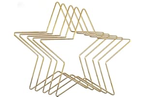 LZLUCKCOME Pack of 5 Metal Ring Star, Star Wreath Frame, Star Macrame Ring Metal Rings, for DIY Crafts Dream Catcher Wreath Wedding Decor (Gold, Fünfzackiger Stern(200MM*5))