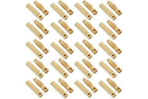 LINSYRC 20 Pairs Gold-plated 3.0MM 3MM Banana Plug Bullet Male and Female Connector for RC Lipo Battery ESC Motors (20 Pairs 3.0MM)