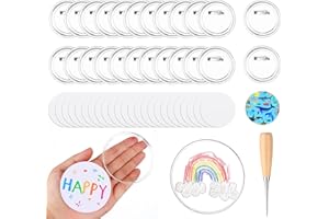 Haishell 25 Packs Badge Making Kit 3inch Make Your Own Badges Round Button Badge and 50 pcs Paper and Awl for Kids Badge Blanks Button Design Badge for DIY Badge Craft Party Bag Fillers