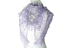 HugeStore Women Ladies Elegant Lace Tassel Blending Silk Long Scarf Scarves Wrap Shawl Triangular Scarf Purple