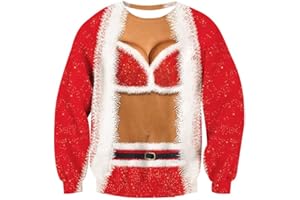 TUONROAD Unsiex Ugly Christmas Jumper Sweatshirts 3D Printed Long Sleeve Funny Xmas Elf Sweater S-3XL