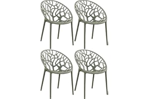 CLP 4er Set Gartenstühle Hope Kunststoff I Stapelstühle wetterfest und UV-beständig I Outdoorstühle pflegeleicht I Sessel für draußen, Farbe:Oliv