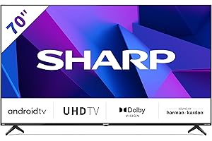 SHARP 70FN2EA Android TV 11, 70" 4K Ultra HD, 4X HDMI 2.1, 2X USB, Bluetooth, Google Assistant, Chromecast, Głośniki Harman/kardon 2x12W, HDR10, HLG, Dolby Vision [Energooszczędność G]
