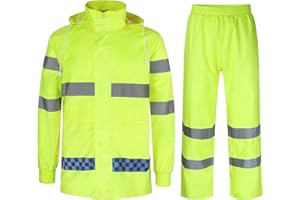 MeiLayM Pantalon de Pluie Imperméable pour Hommes et Réfléchissante Pantalon de Pluie Extérieur Blouson Léger Veste de Randonnée Veste de pluie de travail Vestes Combinaison Imperméable à Capuche