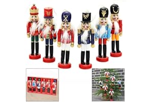 Xrten 6 Stück Weihnachten Nussknacker Ornaments Set,Nussknacker Figur aus Holz
